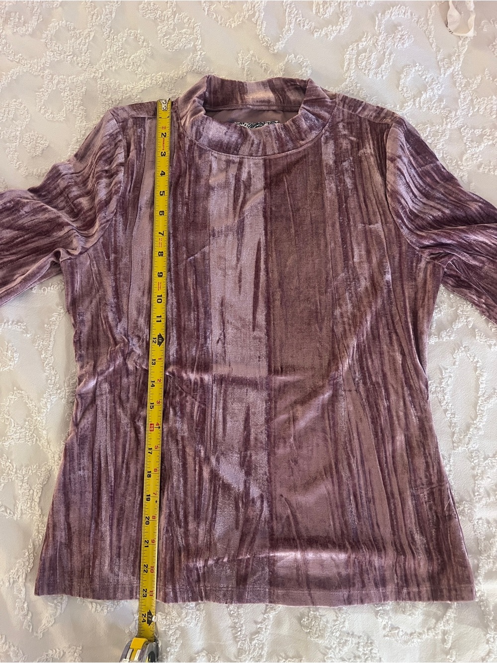 Pilcro Velvet Short-Sleeve Mock Neck Top in Dusty Mauve - Picture 12 of 12
